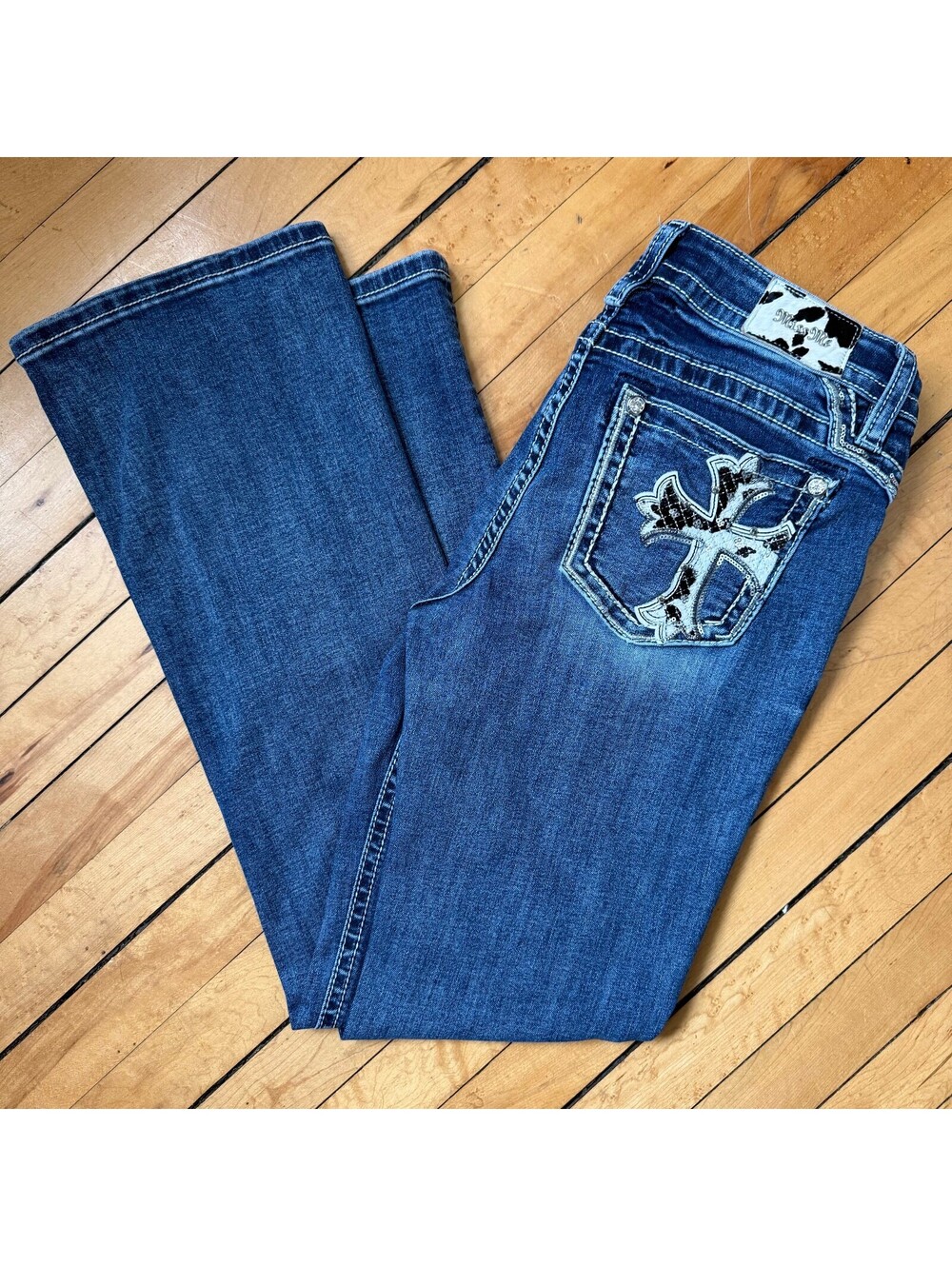 Miss Me Jeans Size 29 Bootcut Y2K Embellished Cross Pocket Bling Western 30/31